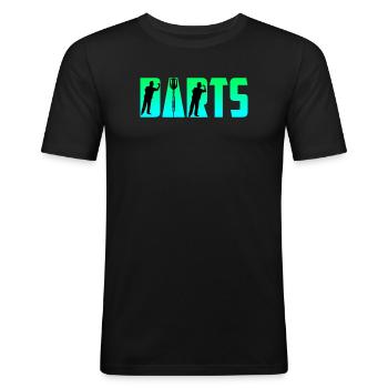 Darts Dart Pfeile Dart Zubehör Dart - Männer Slim Fit T-Shirt - Schwarz - Vorne - Nik (191cm)