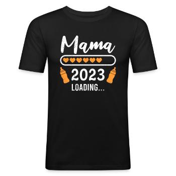 Maman 2023 chargement Maman Grossesse Maman - T-shirt près du corps Homme - noir - Devant - Nik (191cm)