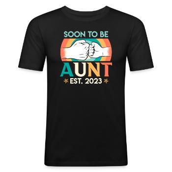 I will be Aunt 2023 Soon Aunt Best Aunt - Men's Slim Fit T-Shirt - black - Front - Nik (191cm)