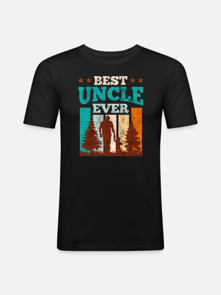 Bester Onkel ever Onkel - Männer Slim Fit T-Shirt - Schwarz