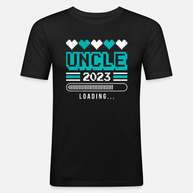 Onkel 2023 loading - Männer Slim Fit T-Shirt - Schwarz