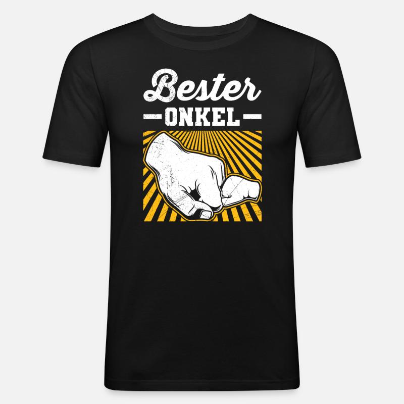 Bester Onkel - Männer Slim Fit T-Shirt - Schwarz