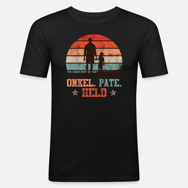 Onkel Pate Held Onkel Spruch - Männer Slim Fit T-Shirt - Schwarz