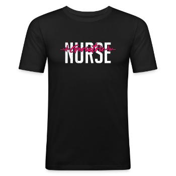 Altenpflegerin mit Leidenschaft Altenpfleger - Männer Slim Fit T-Shirt - Schwarz - Vorne - Nik (191cm)