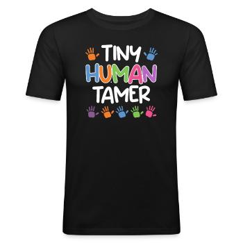 Jardin d’enfants Kinderzähmer Jardin d’enfants Erzieher - T-shirt près du corps Homme - noir - Devant - Nik (191cm)