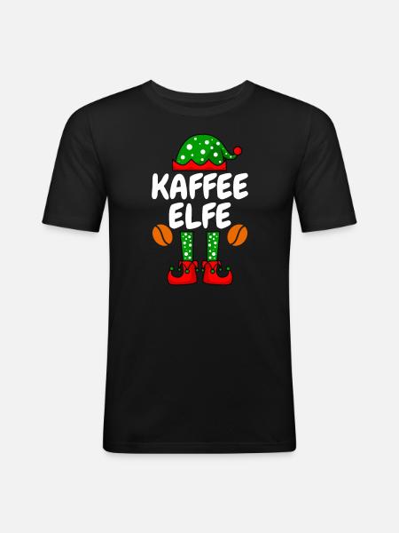 Kaffee Elfe Kaffeetrinker - Männer Slim Fit T-Shirt - Schwarz