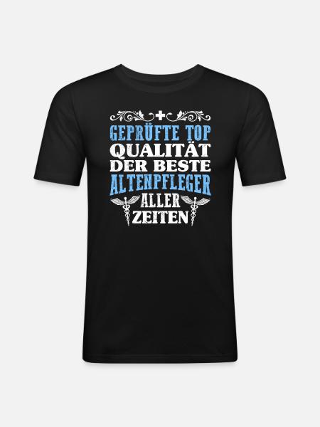 Top Qualität der beste Altenpfleger - Männer Slim Fit T-Shirt - Schwarz