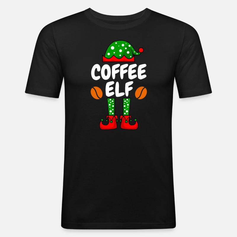 Kaffee Elfe Kaffeetrinker - Männer Slim Fit T-Shirt - Schwarz