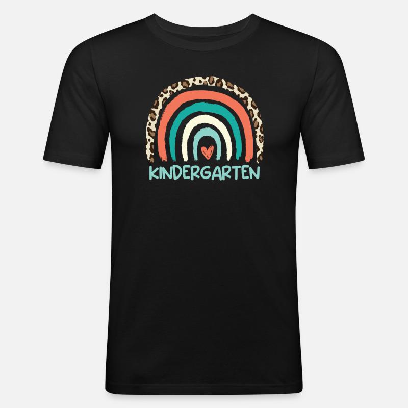 Ich bin gerne im Kindergarten - Männer Slim Fit T-Shirt - Schwarz