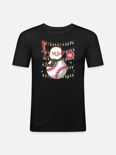 Baseball Snowman Baseball Player - Men's Slim Fit T-Shirt - black