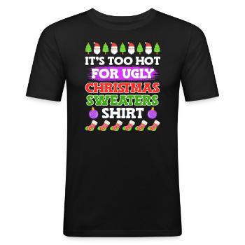 Noël moche - T-shirt près du corps Homme - noir - Devant - Nik (191cm)