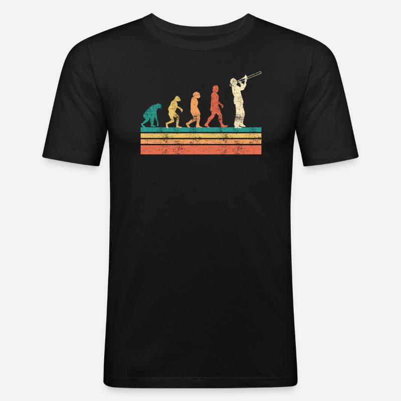 Musiker Posaunist die Evolution Posaune - Männer Slim Fit T-Shirt - Schwarz