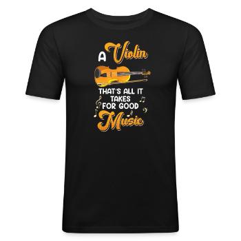 C’est tout ce dont vous avez besoin pour une bonne musique que le violon - T-shirt près du corps Homme - noir - Devant - Nik (191cm)