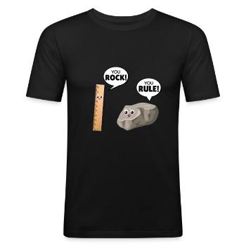 You Rock You Rule Cute Rock Pun - Männer Slim Fit T-Shirt - Schwarz - Vorne - Nik (191cm)