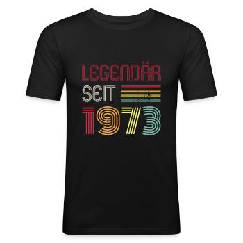 Legendär Seit 1973 Jahr Retro 73er Jahrgang - Männer Slim Fit T-Shirt - Schwarz - Vorne - Nik (191cm)