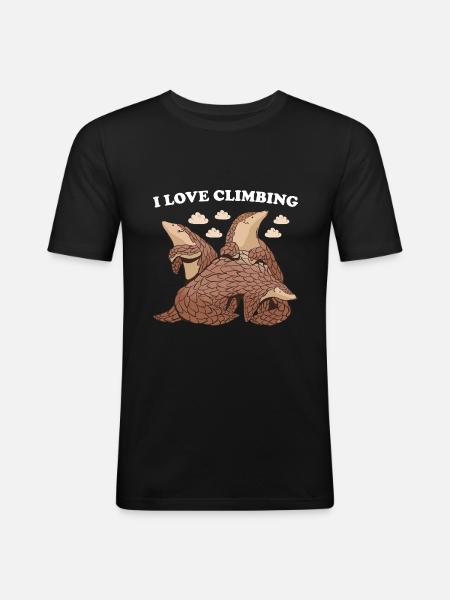 I Love Climbing Pangolin - Men's Slim Fit T-Shirt - black