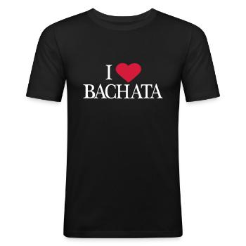 I love Bachata - Dance Shirt - Men's Slim Fit T-Shirt - black - Front - Nik (191cm)