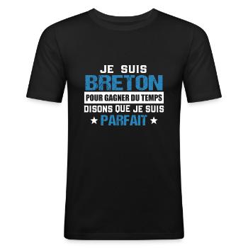 Breton parfait cadeau humoristique - T-shirt près du corps Homme - noir - Devant - Nik (191cm)