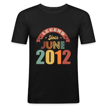 Anniversaire 10 ans legende né en juin 2012 - T-shirt près du corps Homme - noir - Devant - Nik (191cm)
