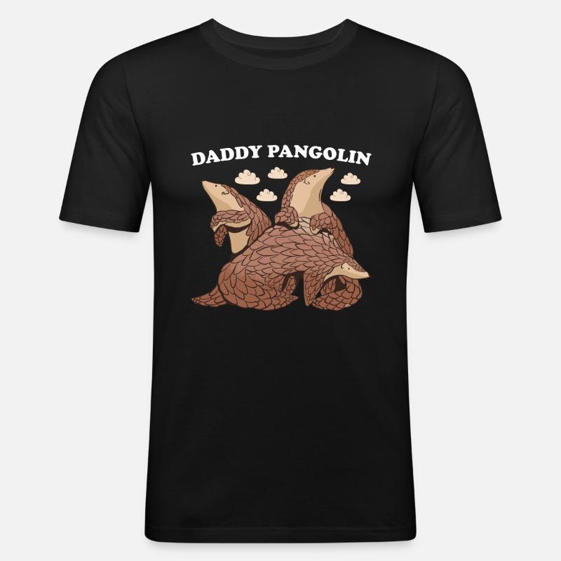 Daddy Pangolin - Männer Slim Fit T-Shirt - Schwarz