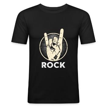rock n roll - Männer Slim Fit T-Shirt - Schwarz - Vorne - Nik (191cm)