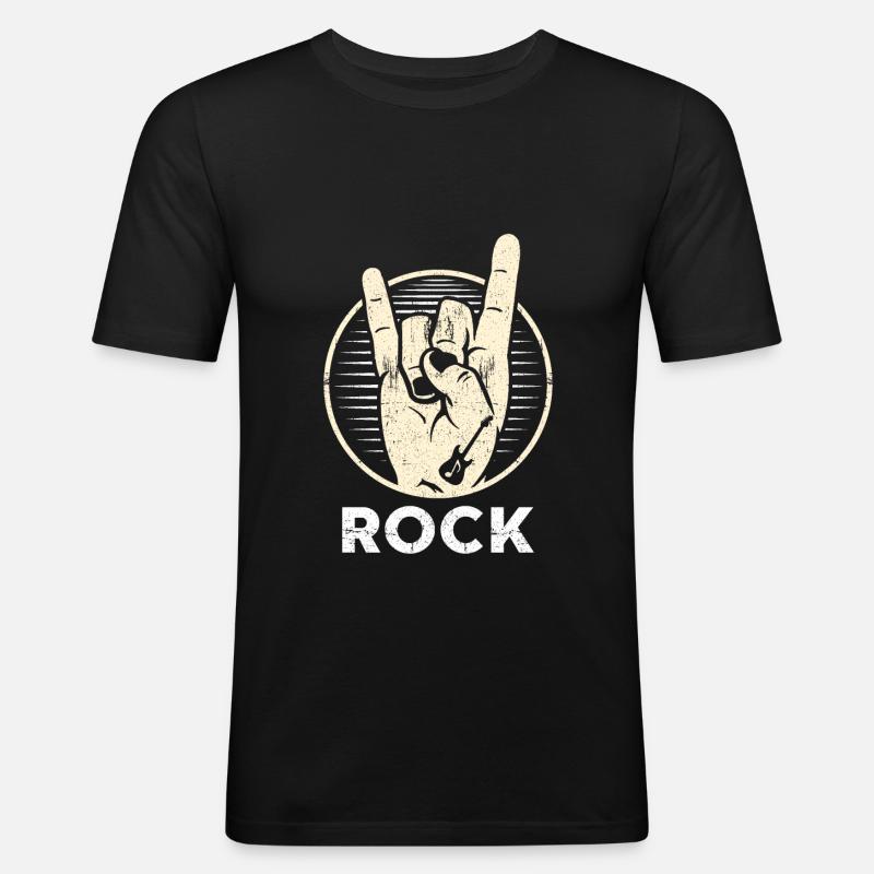 rock n roll - Männer Slim Fit T-Shirt - Schwarz