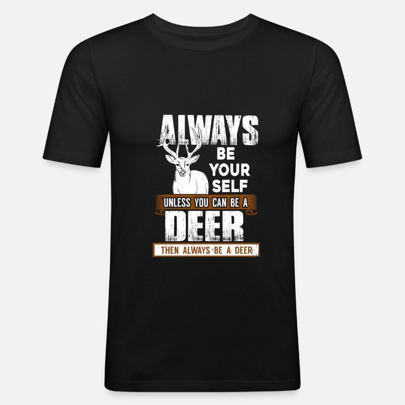 Hirsch Tier - Männer Slim Fit T-Shirt - Schwarz