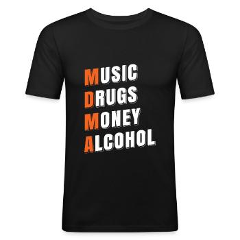 MDMA Molly Drogue d’ecstasy - T-shirt près du corps Homme - noir - Devant - Nik (191cm)