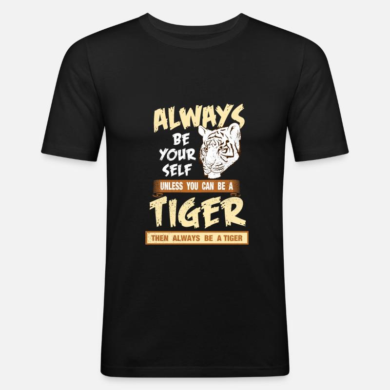 Tigertier - Männer Slim Fit T-Shirt - Schwarz