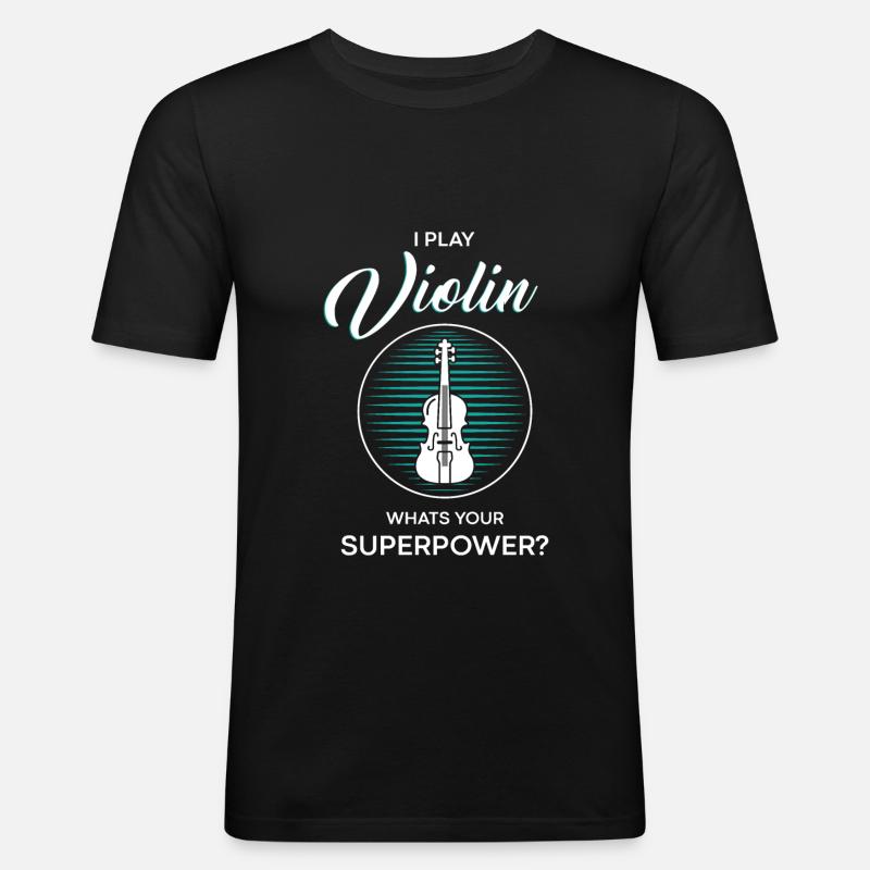 Violine Supermacht - Männer Slim Fit T-Shirt - Schwarz
