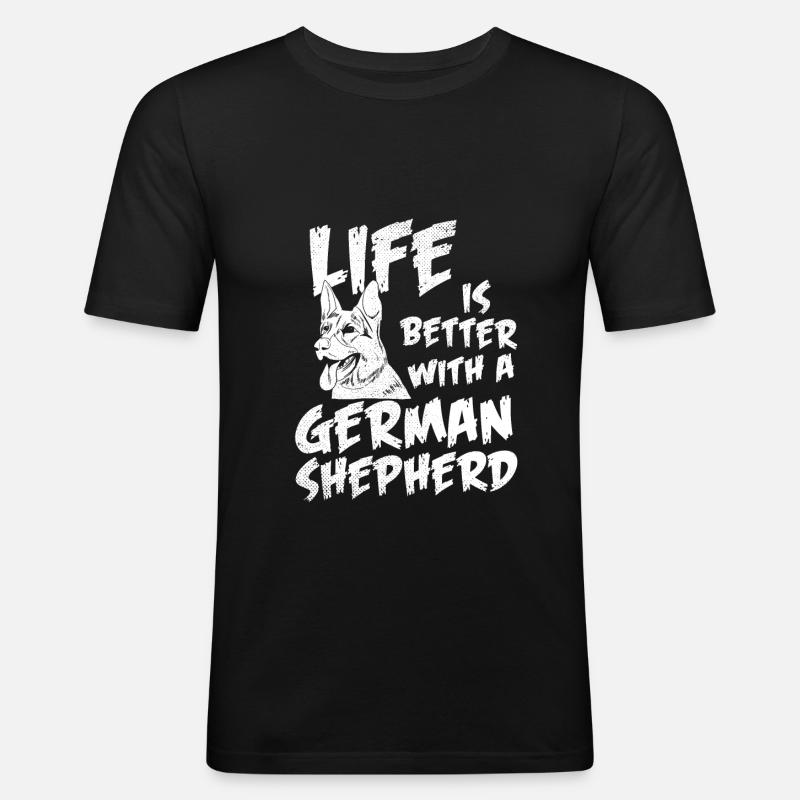 Deutsche Schäferhunde Tierleben - Männer Slim Fit T-Shirt - Schwarz
