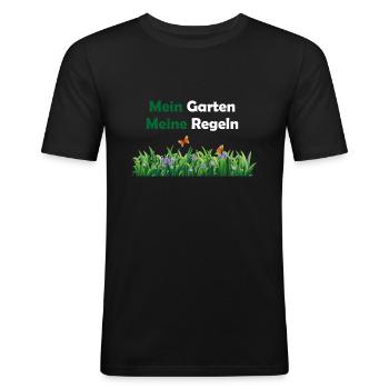 Mein Garten Meine Regeln Gärtner Gartenarbeit - Männer Slim Fit T-Shirt - Schwarz - Vorne - Nik (191cm)