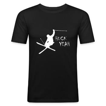 Huck Yeah Skiing - Men's Slim Fit T-Shirt - black - Front - Nik (191cm)