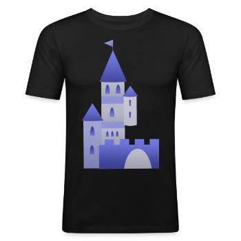 Burg Ritter Schloss Türme Festung Ritterburg Mauer - Männer Slim Fit T-Shirt - Schwarz - Vorne - Nik (191cm)