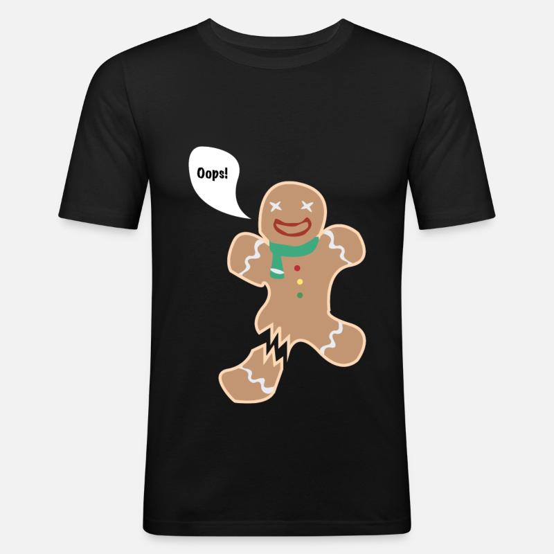 Lebkuchenmann - Bein gebrochen. - Männer Slim Fit T-Shirt - Schwarz