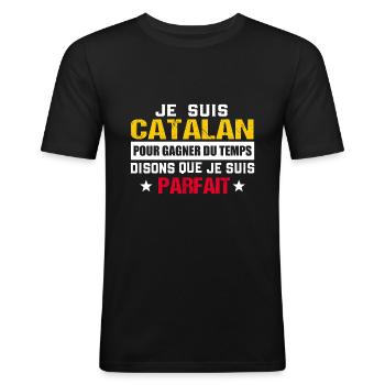 Catalan cadeau drôle Espagne - T-shirt près du corps Homme - noir - Devant - Nik (191cm)