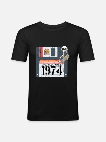 Nerd birthday 1974 - Men's Slim Fit T-Shirt - black