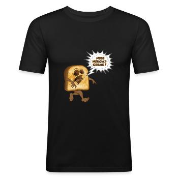 Toast als Zombie sucht Nuss Nougat Creme - Männer Slim Fit T-Shirt - Schwarz - Vorne - Nik (191cm)