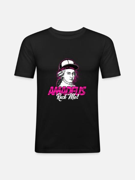 Amadeus Rock Me | Wolfgang Amadeus Mozart Classic - Slim Fit T-skjorte for menn - svart