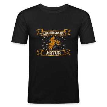 Cadeau pour Artur - T-shirt près du corps Homme - noir - Devant - Nik (191cm)
