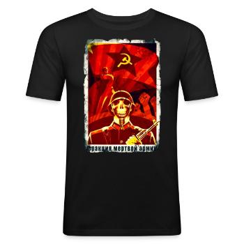 Russian Propaganda - Männer Slim Fit T-Shirt - Schwarz - Vorne - Nik (191cm)