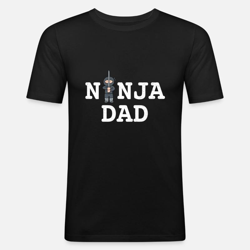 Ninja Dad - Männer Slim Fit T-Shirt - Schwarz