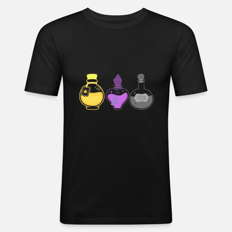 Non binary potions - Männer Slim Fit T-Shirt - Schwarz