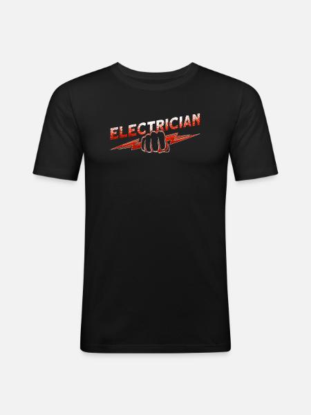 Funny Electric Worker Skull - Men's Slim Fit T-Shirt - black
