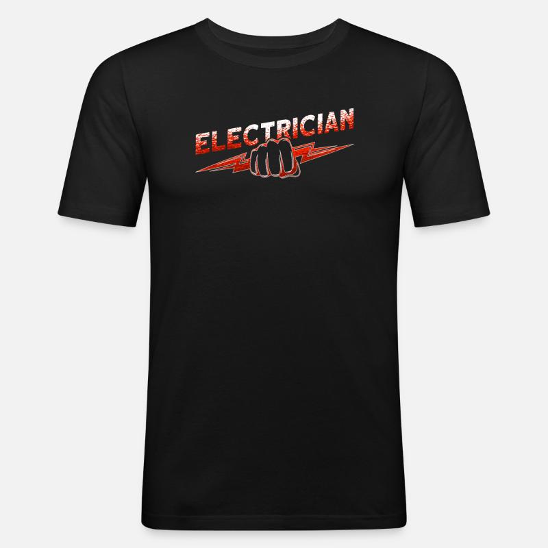 Lustiger Elektrischer Arbeiter-schädel - Männer Slim Fit T-Shirt - Schwarz