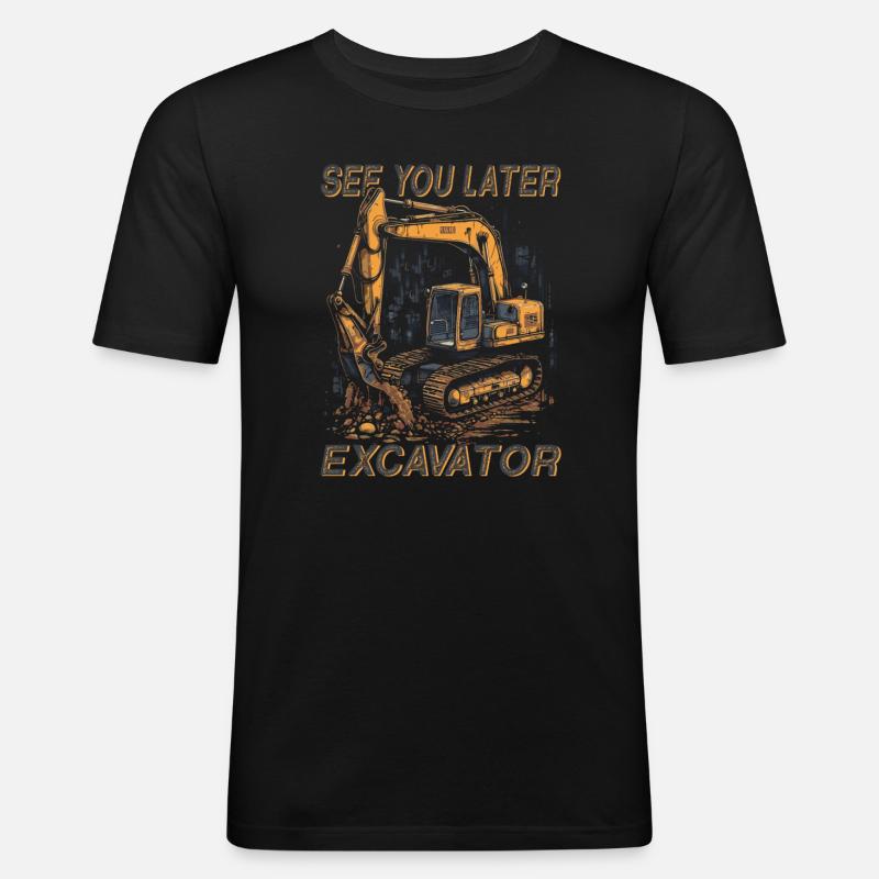 Straßenbau Bis Später Bagger - Männer Slim Fit T-Shirt - Schwarz