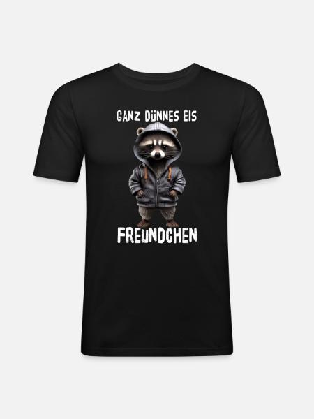 Very Thin Ice Friend Raccoon - Men's Slim Fit T-Shirt - black