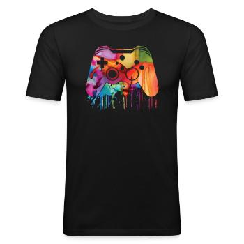 Gaming-legende Ich Habe Mein Spiel Unterbrochen, - Männer Slim Fit T-Shirt - Schwarz - Vorne - Nik (191cm)