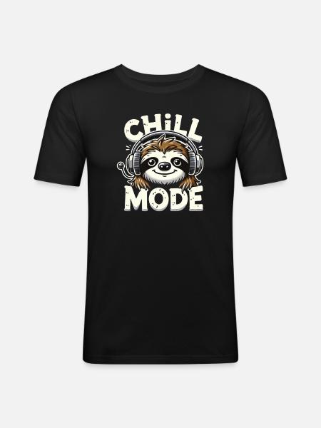 Sloth Chill Mode Relaxation - Men's Slim Fit T-Shirt - black