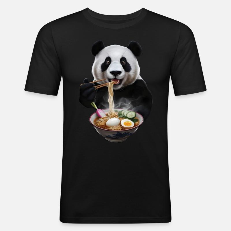 Panda - Männer Slim Fit T-Shirt - Schwarz